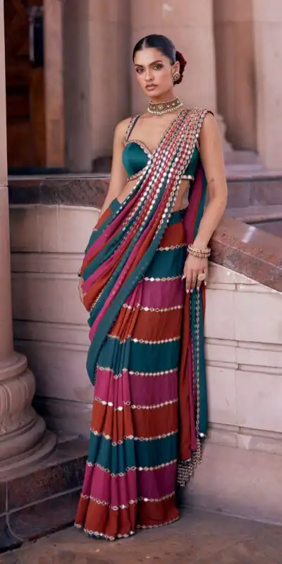 DF 3460 Multi Faux Georgette Saree Perfect for Wedding, Party, Cultural Events, Traditional Day, Pooja – . Grab it for ₹2099. Delivery 4-6 Working Day | Bollywood Sarees, Creative Sarees, Designer Sarees, Embroidered Sarees, Ethnic Saree, Modern Digital sarees, Party Wear Sarees, Sarees