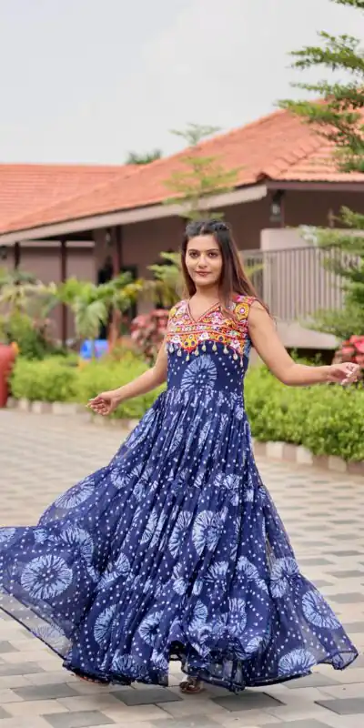 Ram 116 Blue Green Faux Georgette Mirror Work Gown Mirror Work Gown in Faux Georgette. Delivery 4-6 Working Days. Shop now. | Bollywood Gowns, Creative Gowns, Designer Gowns, Embroidered Gowns, Gowns, Party Wear Gowns