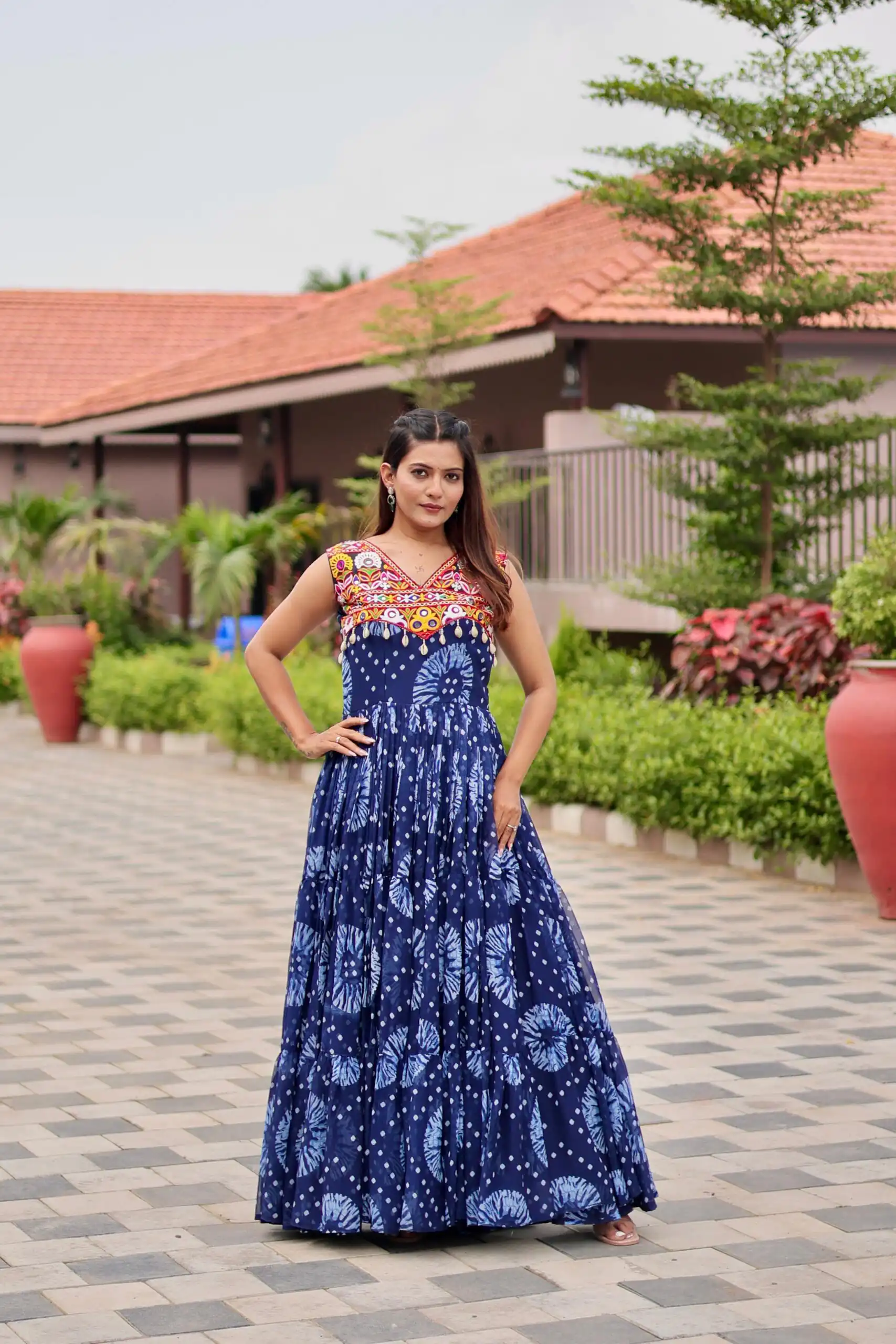 Ram 116 Blue Green Faux Georgette Mirror Work Gown Mirror Work Gown in Faux Georgette. Delivery 4-6 Working Days. Shop now. | Bollywood Gowns, Creative Gowns, Designer Gowns, Embroidered Gowns, Gowns, Party Wear Gowns