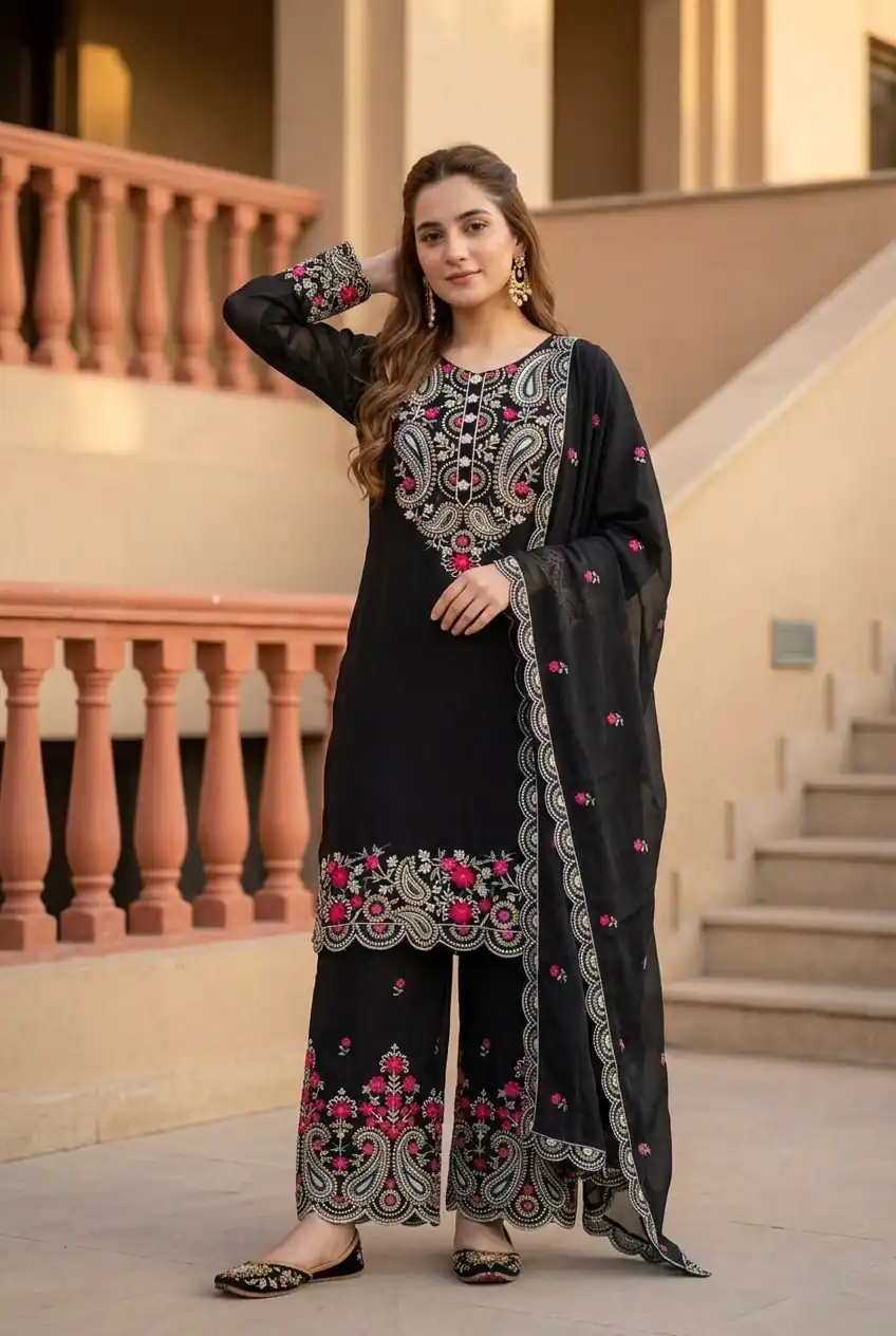 MT 1078 Black Roman Silk Salwar Suit Perfect for Wedding, Party, Ethnic Day, Anniversary, Diwali – . Now at just ₹2399. Delivery 4-6 Working Days. | Jump Suits, Straight Suits, Casual Suits, Creative suits, Designer Suits, Palazzo Suits, Party Wear Suits, Patiala Suits, Salwar suit