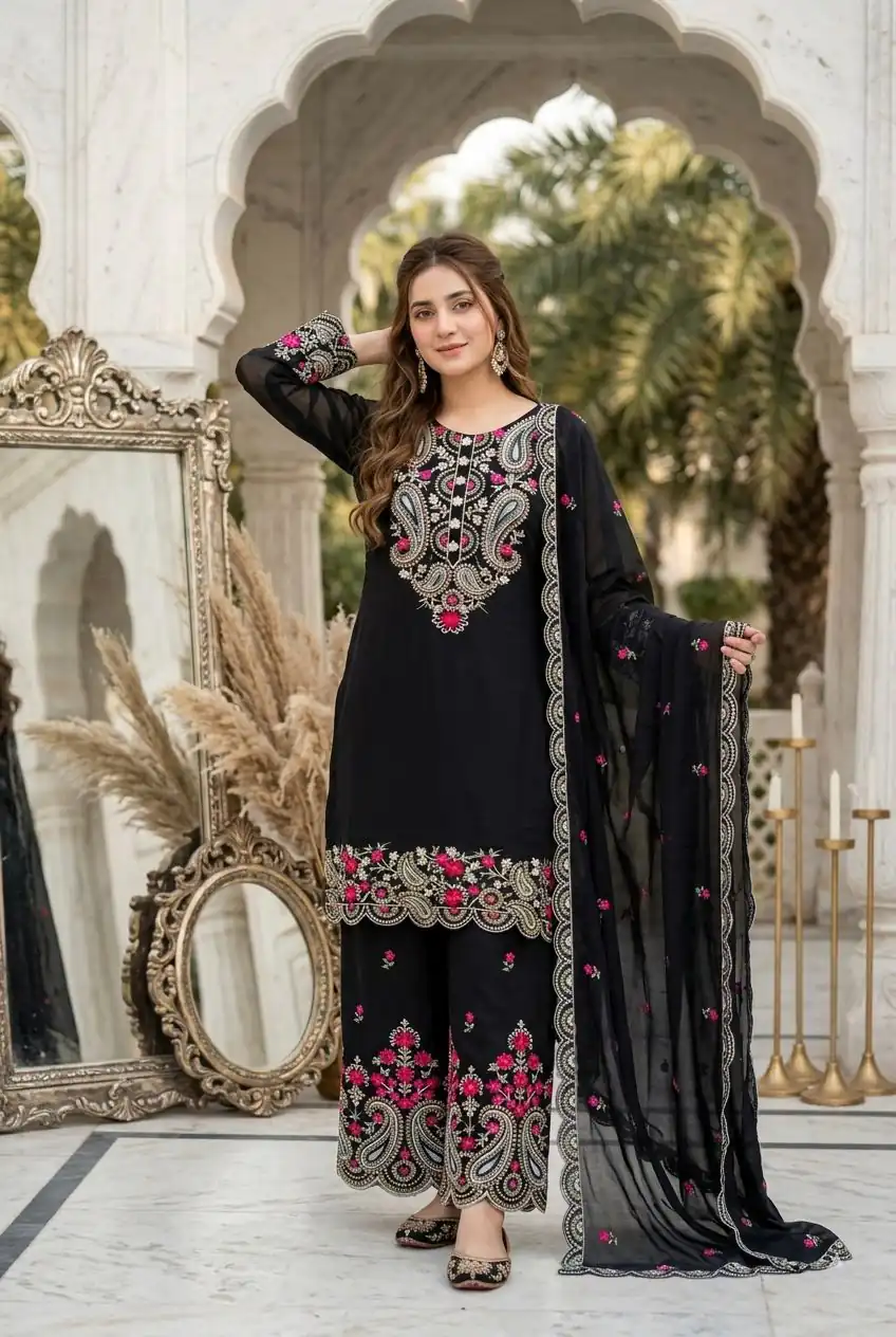 MT 1078 Black Roman Silk Salwar Suit Perfect for Wedding, Party, Ethnic Day, Anniversary, Diwali – . Now at just ₹2399. Delivery 4-6 Working Days. | Jump Suits, Straight Suits, Casual Suits, Creative suits, Designer Suits, Palazzo Suits, Party Wear Suits, Patiala Suits, Salwar suit