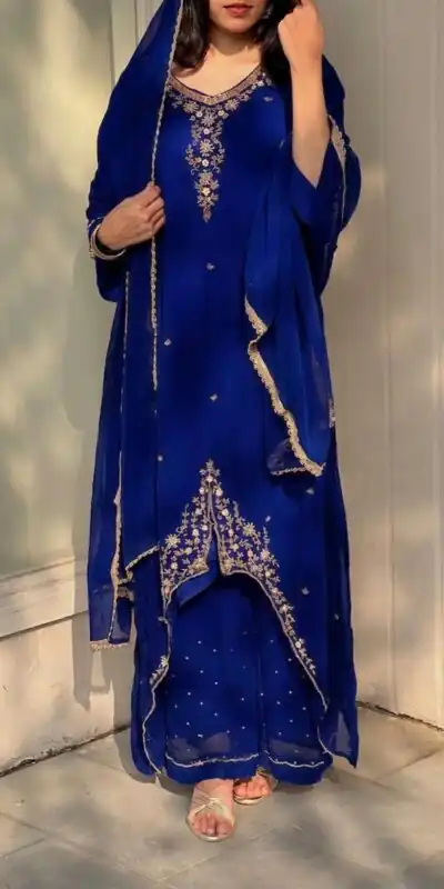 VLM 322 Blue Georgette Salwar Suit Perfect for Wedding, Party, Housewarming, Durga Puja, Festival Celebrations – . Grab it for ₹1949. Delivery 4-6 Workin | Jump Suits, Straight Suits, Casual Suits, Creative suits, Designer Suits, Palazzo Suits, Party Wear Suits, Patiala Suits, Salwar suit