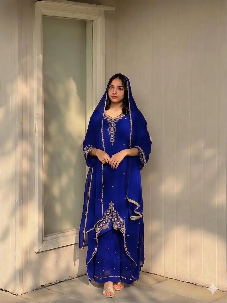 VLM 322 Blue Georgette Salwar Suit Perfect for Wedding, Party, Housewarming, Durga Puja, Festival Celebrations – . Grab it for ₹1949. Delivery 4-6 Workin | Jump Suits, Straight Suits, Casual Suits, Creative suits, Designer Suits, Palazzo Suits, Party Wear Suits, Patiala Suits, Salwar suit