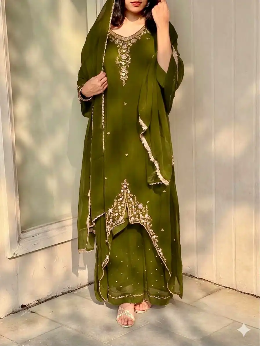 VLM 322 Mahendi Georgette Salwar Suit Perfect for Wedding, Party, Housewarming, Durga Puja, Festival Celebrations – . Grab it for ₹1949. Delivery 4-6 Workin | Jump Suits, Straight Suits, Casual Suits, Creative suits, Designer Suits, Palazzo Suits, Party Wear Suits, Patiala Suits, Salwar suit