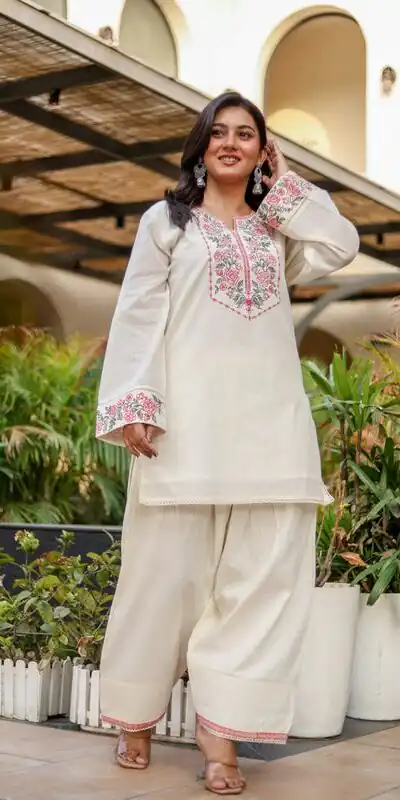 NSR 898 Off White Khadi Cotto Salwar Suit with Embroidery Work & Lace Work. Available at ₹1749 only. Delivery 4-6 Working Days. Shop now. | Jump Suits, Straight Suits, Casual Suits, Creative suits, Designer Suits, Palazzo Suits, Party Wear Suits, Patiala Suits, Salwar suit