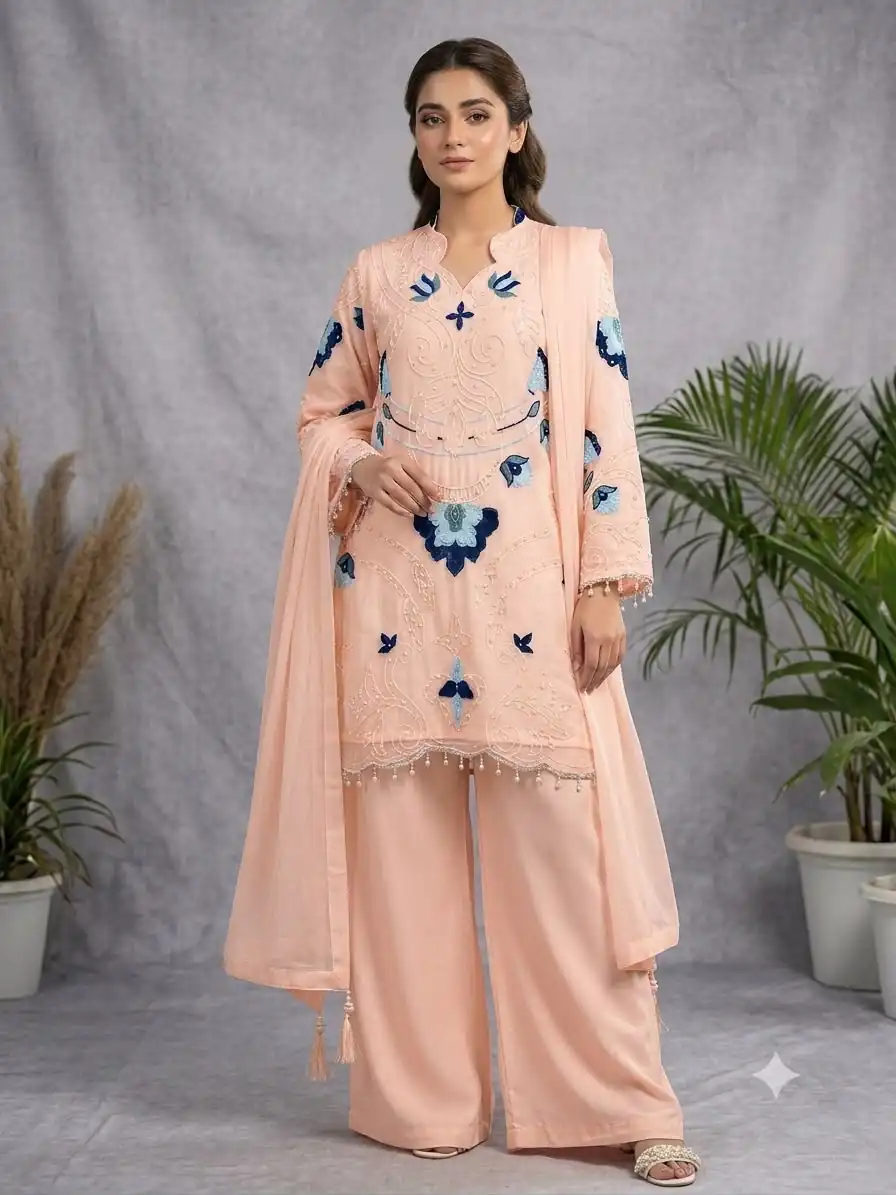 LG 2121 Peach Soft Organza Salwar Suit with Embroidery Work & Cut Work. Available at ₹2099 only. Delivery 4-6 Working Days. Shop now. | Jump Suits, Straight Suits, Casual Suits, Creative suits, Designer Suits, Palazzo Suits, Party Wear Suits, Patiala Suits, Salwar suit