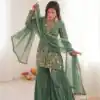 JF 043 Sea Green Pure Fendy Silk Salwar Suitwith Embroidery Work & Sequins Work. Exclusive Offer ₹1940. Delivery 4-6 Working Days. Shop now. | Jump Suits, Straight Suits, Casual Suits, Creative suits, Designer Suits, Palazzo Suits, Party Wear Suits, Patiala Suits, Salwar suit