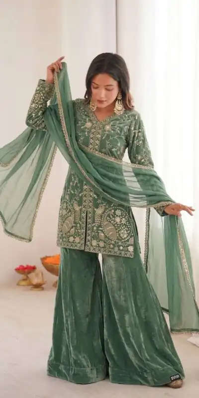 JF 043 Sea Green Pure Fendy Silk Salwar Suitwith Embroidery Work & Sequins Work. Exclusive Offer ₹1940. Delivery 4-6 Working Days. Shop now. | Jump Suits, Straight Suits, Casual Suits, Creative suits, Designer Suits, Palazzo Suits, Party Wear Suits, Patiala Suits, Salwar suit