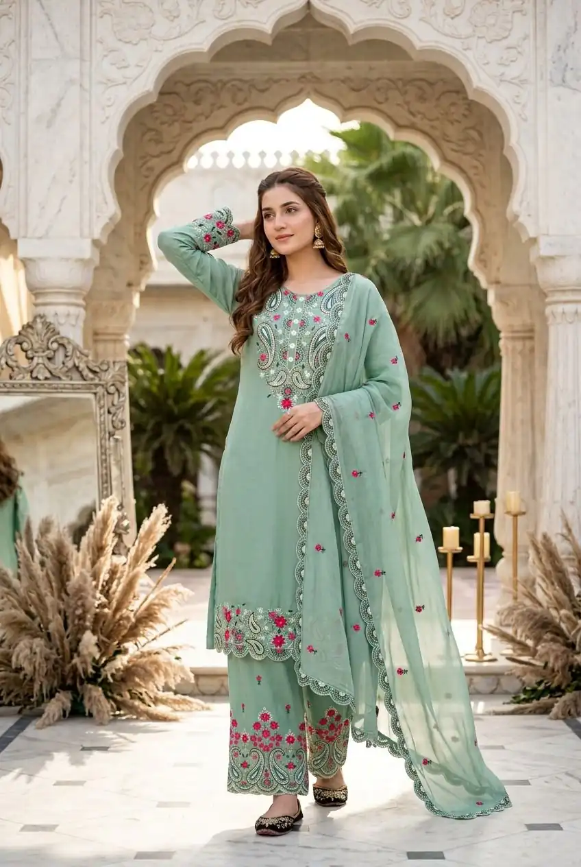 MT 1078 Sea Green Roman Silk Salwar Suit Perfect for Wedding, Party, Ethnic Day, Anniversary, Diwali – . Now at just ₹2399. Delivery 4-6 Working Days. | Jump Suits, Straight Suits, Casual Suits, Creative suits, Designer Suits, Palazzo Suits, Party Wear Suits, Patiala Suits, Salwar suit