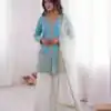 JF 043 Sky Blue Pure Fendy Silk Salwar Suitwith Embroidery Work & Sequins Work. Exclusive Offer ₹1940. Delivery 4-6 Working Days. Shop now. | Jump Suits, Straight Suits, Casual Suits, Creative suits, Designer Suits, Palazzo Suits, Party Wear Suits, Patiala Suits, Salwar suit