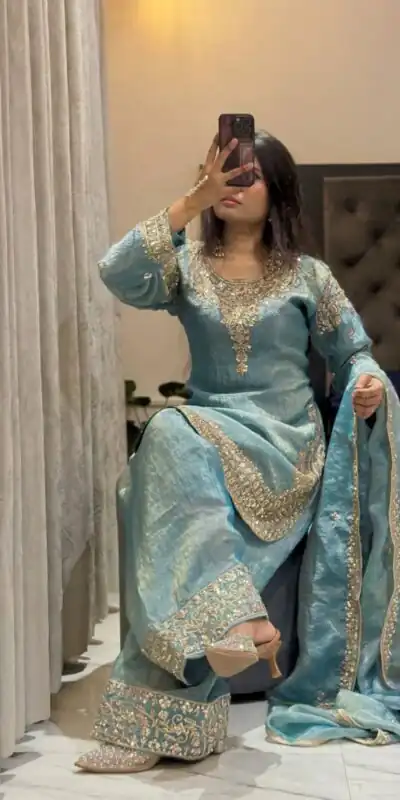 WW 1258 Sky Blue in Pure Zimmy Chu Silk Embroidery Work & Sequins Work Salwar Suit . Affordable Price ₹2099. Delivery 4-6 Working Days. Shop now. | Jump Suits, Straight Suits, Casual Suits, Creative suits, Designer Suits, Palazzo Suits, Party Wear Suits, Patiala Suits, Salwar suit