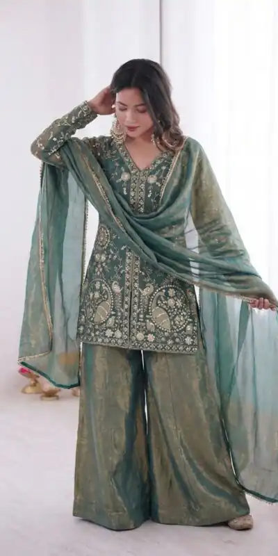 JF 043 Teal Pure Fendy Silk Salwar Suitwith Embroidery Work & Sequins Work. Exclusive Offer ₹1940. Delivery 4-6 Working Days. Shop now. | Jump Suits, Straight Suits, Casual Suits, Creative suits, Designer Suits, Palazzo Suits, Party Wear Suits, Patiala Suits, Salwar suit