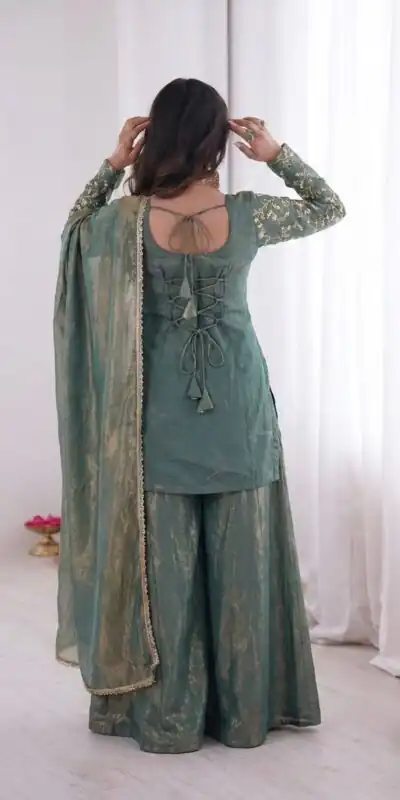 JF 043 Teal Pure Fendy Silk Salwar Suitwith Embroidery Work & Sequins Work. Exclusive Offer ₹1940. Delivery 4-6 Working Days. Shop now. | Jump Suits, Straight Suits, Casual Suits, Creative suits, Designer Suits, Palazzo Suits, Party Wear Suits, Patiala Suits, Salwar suit