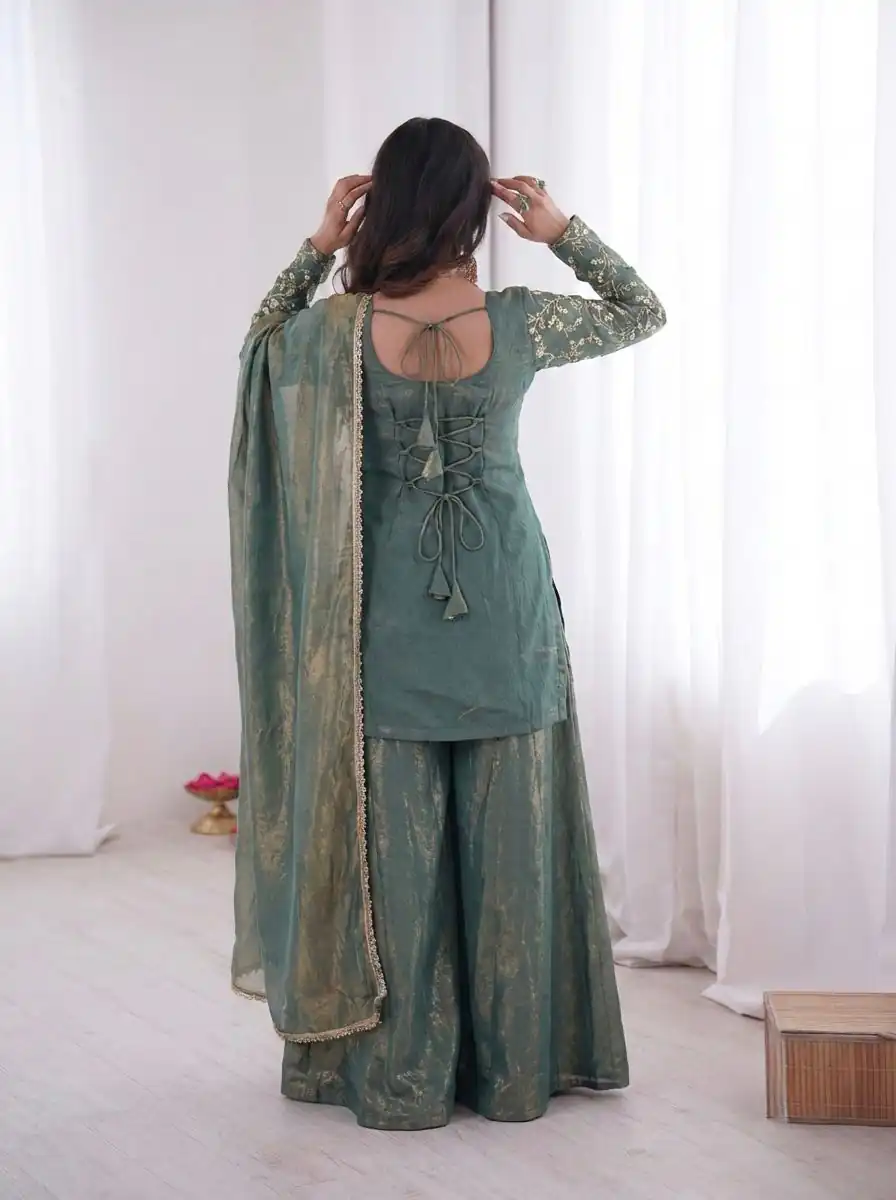 JF 043 Teal Pure Fendy Silk Salwar Suitwith Embroidery Work & Sequins Work. Exclusive Offer ₹1940. Delivery 4-6 Working Days. Shop now. | Jump Suits, Straight Suits, Casual Suits, Creative suits, Designer Suits, Palazzo Suits, Party Wear Suits, Patiala Suits, Salwar suit
