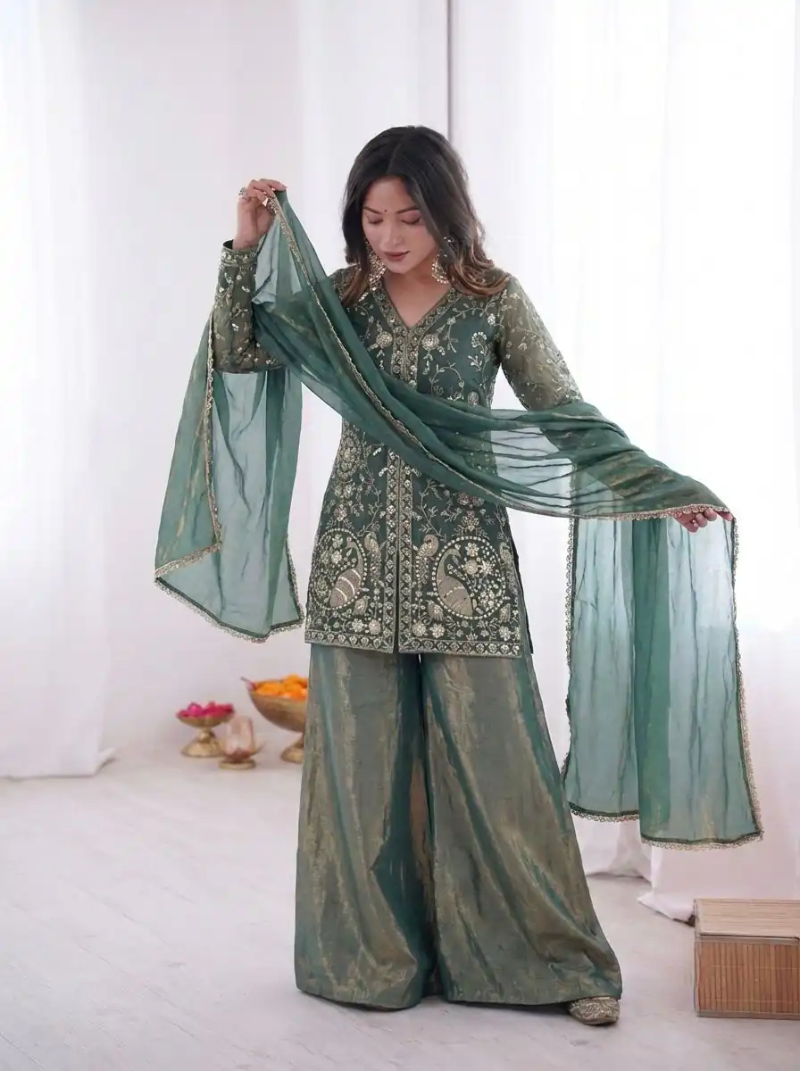 JF 043 Teal Pure Fendy Silk Salwar Suitwith Embroidery Work & Sequins Work. Exclusive Offer ₹1940. Delivery 4-6 Working Days. Shop now. | Jump Suits, Straight Suits, Casual Suits, Creative suits, Designer Suits, Palazzo Suits, Party Wear Suits, Patiala Suits, Salwar suit