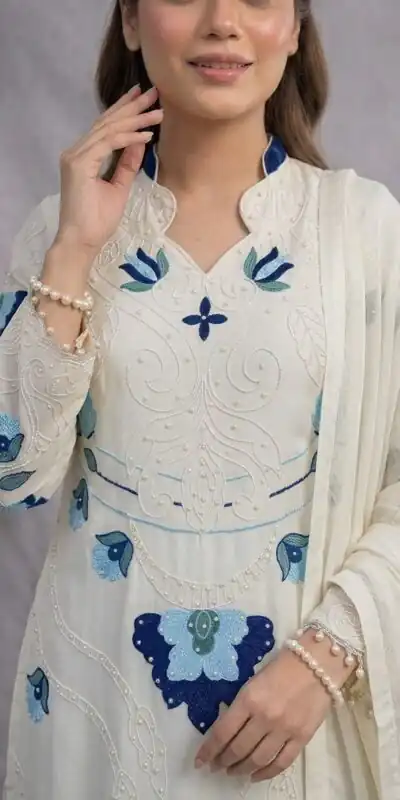 LG 2121 White Soft Organza Salwar Suit with Embroidery Work & Cut Work. Available at ₹2099 only. Delivery 4-6 Working Days. Shop now. | Jump Suits, Straight Suits, Casual Suits, Creative suits, Designer Suits, Palazzo Suits, Party Wear Suits, Patiala Suits, Salwar suit