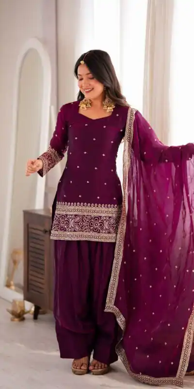 KB 310 Wine in Wine Fendy Silk Embroidery Work & Sequins Work Salwar Suit . Now at just ₹2049. Delivery 4-6 Working Days. Shop now. | Jump Suits, Straight Suits, Casual Suits, Creative suits, Designer Suits, Palazzo Suits, Party Wear Suits, Patiala Suits, Salwar suit