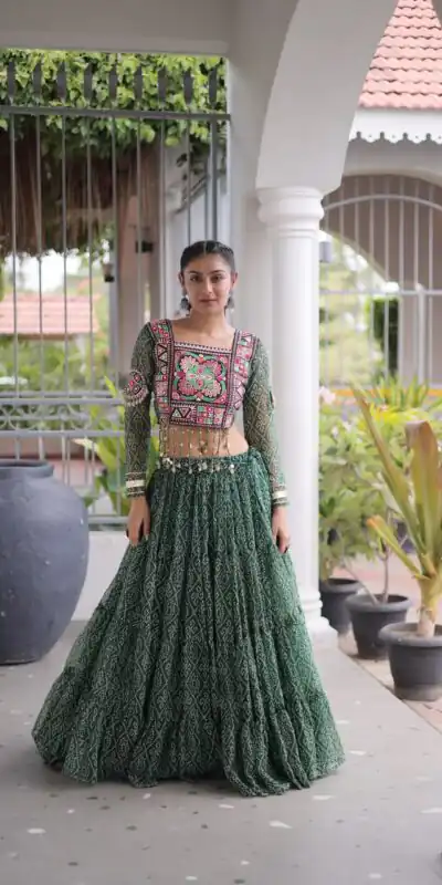 KA 5080 Green| Faux Georgette Lehenga Choli with Embroidery Work & Lace Work. Special Price ₹2499. Delivery 4-6 Working Days. Shop now. | Bollywood Lehenga, Creative Lehenga, Designer Lehenga, Embroidered Lehenga, Lehenga, Party Wear Lehenga