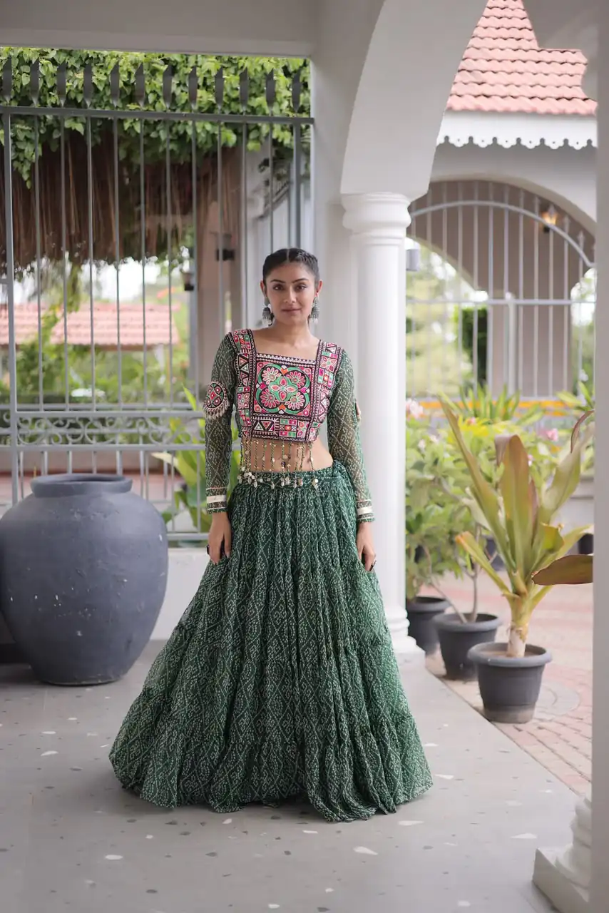 KA 5080 Green| Faux Georgette Lehenga Choli with Embroidery Work & Lace Work. Special Price ₹2499. Delivery 4-6 Working Days. Shop now. | Bollywood Lehenga, Creative Lehenga, Designer Lehenga, Embroidered Lehenga, Lehenga, Party Wear Lehenga