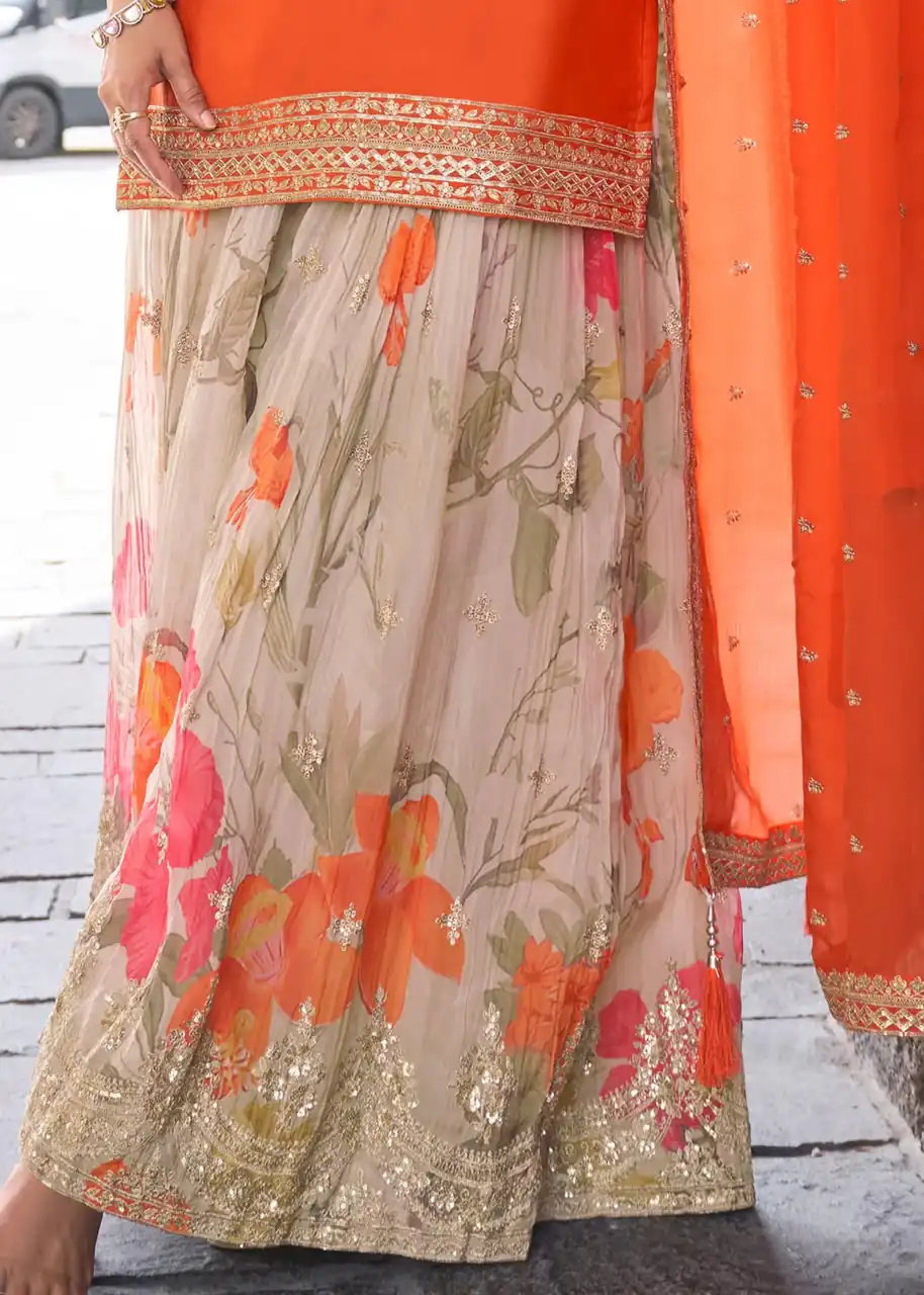 ZC KIARA Orange Chinon Silk Salwar Suit with Embroidery Work & Sequins Work. Grab it for ₹2399. Delivery 4-6 Working Days. Shop now. | Jump Suits, Straight Suits, Casual Suits, Creative suits, Designer Suits, Palazzo Suits, Party Wear Suits, Patiala Suits, Salwar suit