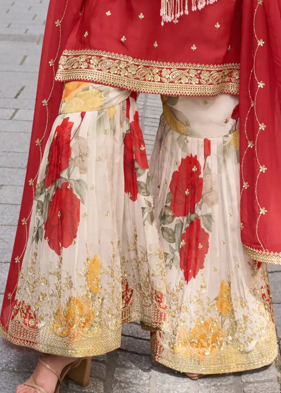 ZC KIARA Red Chinon Silk Salwar Suit with Embroidery Work & Sequins Work. Grab it for ₹2399. Delivery 4-6 Working Days. Shop now. | Jump Suits, Straight Suits, Casual Suits, Creative suits, Designer Suits, Palazzo Suits, Party Wear Suits, Patiala Suits, Salwar suit