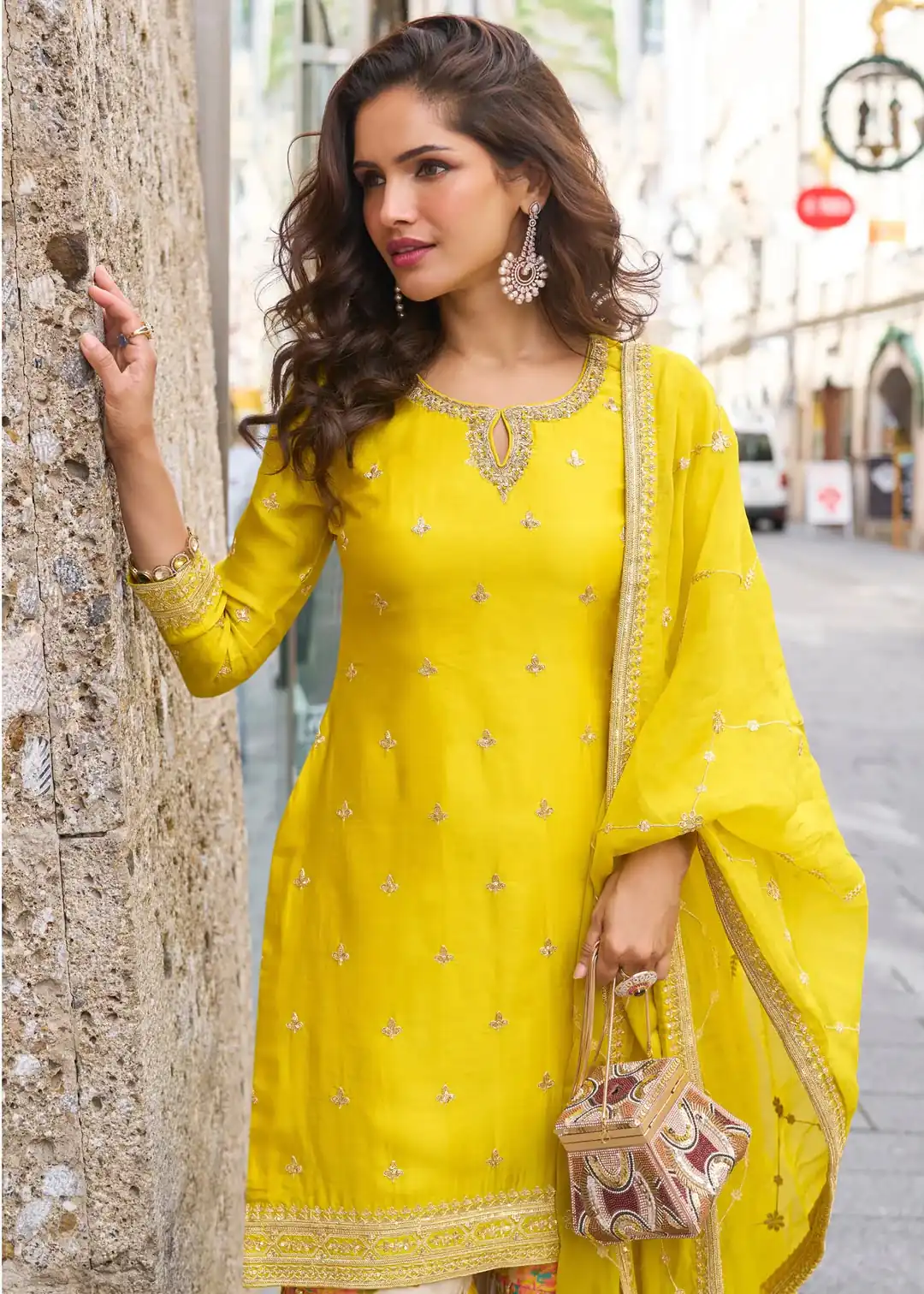 ZC KIARA Yellow Chinon Silk Salwar Suit with Embroidery Work & Sequins Work. Grab it for ₹2399. Delivery 4-6 Working Days. Shop now. | Jump Suits, Straight Suits, Casual Suits, Creative suits, Designer Suits, Palazzo Suits, Party Wear Suits, Patiala Suits, Salwar suit