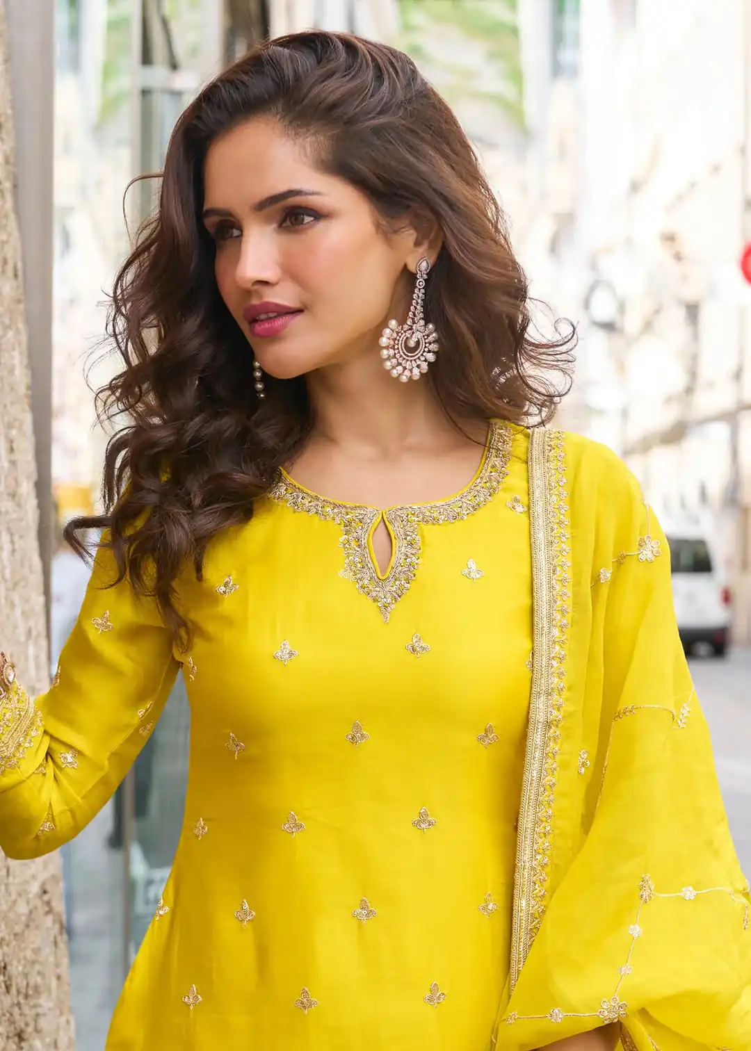 ZC KIARA Yellow Chinon Silk Salwar Suit with Embroidery Work & Sequins Work. Grab it for ₹2399. Delivery 4-6 Working Days. Shop now. | Jump Suits, Straight Suits, Casual Suits, Creative suits, Designer Suits, Palazzo Suits, Party Wear Suits, Patiala Suits, Salwar suit