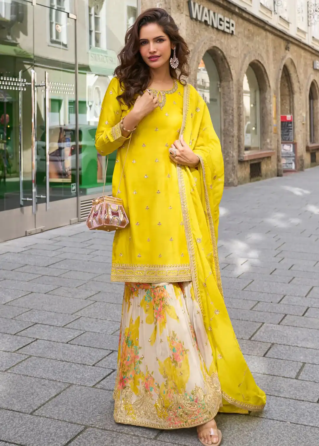 ZC KIARA Yellow Chinon Silk Salwar Suit with Embroidery Work & Sequins Work. Grab it for ₹2399. Delivery 4-6 Working Days. Shop now. | Jump Suits, Straight Suits, Casual Suits, Creative suits, Designer Suits, Palazzo Suits, Party Wear Suits, Patiala Suits, Salwar suit