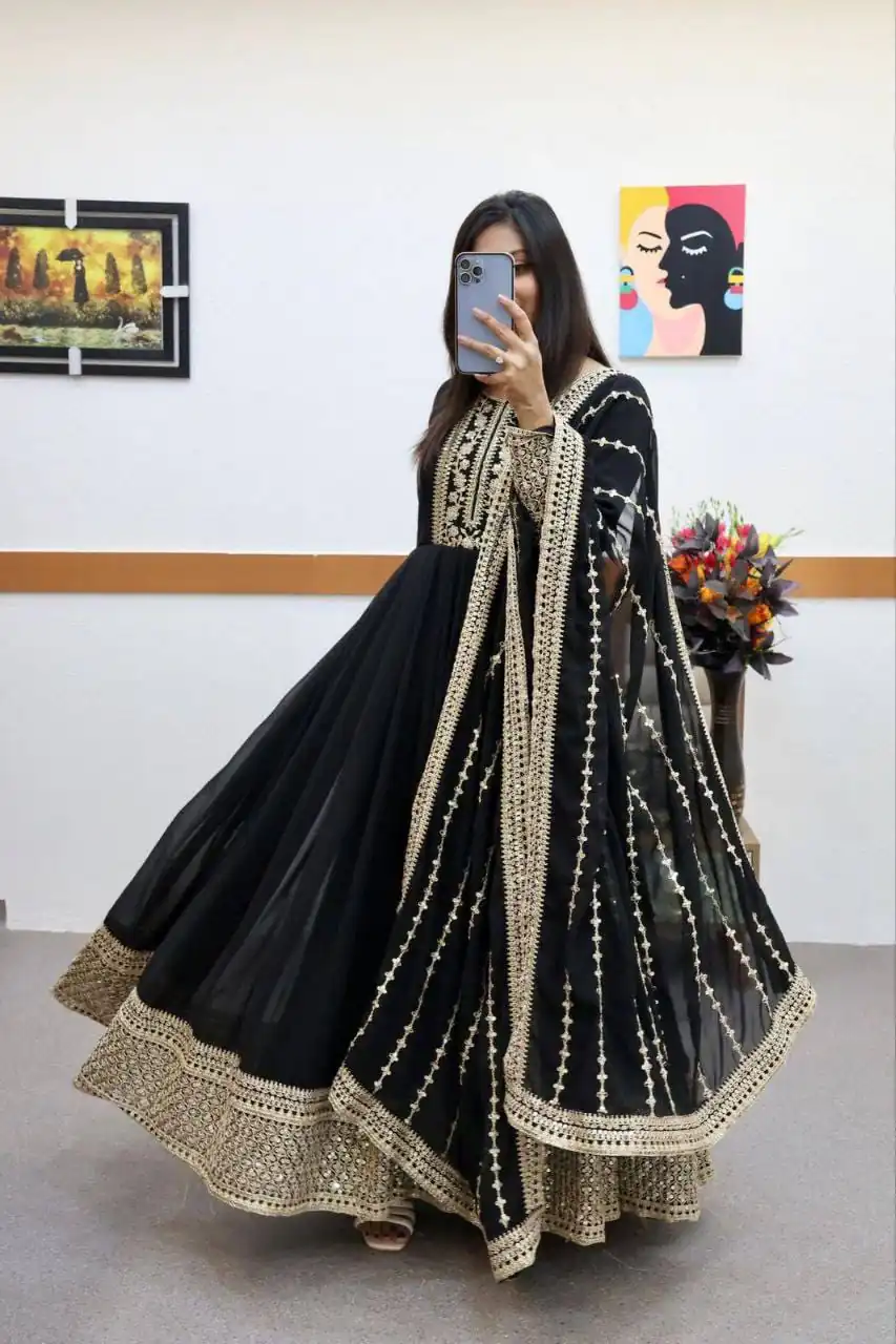 ZC 8957 Gown Perfect for Wedding, Party, Lohri, Haldi, Ethnic Day – . Available at ₹999 only. Delivery 4-6 Working Days. Shop now. | Bollywood Gowns, Creative Gowns, Designer Gowns, Embroidered Gowns, Gowns, Party Wear Gowns