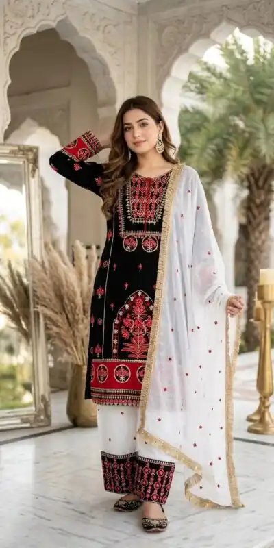SKF 1731 Black Color Natural Crep Salwar Suit with Embroidery Work. Wedding, Party, Festive, Best Price ₹2149. Delivery 4-6 Working Days. Shop now. | Jump Suits, Straight Suits, Casual Suits, Creative suits, Designer Suits, Palazzo Suits, Party Wear Suits, Patiala Suits, Salwar suit