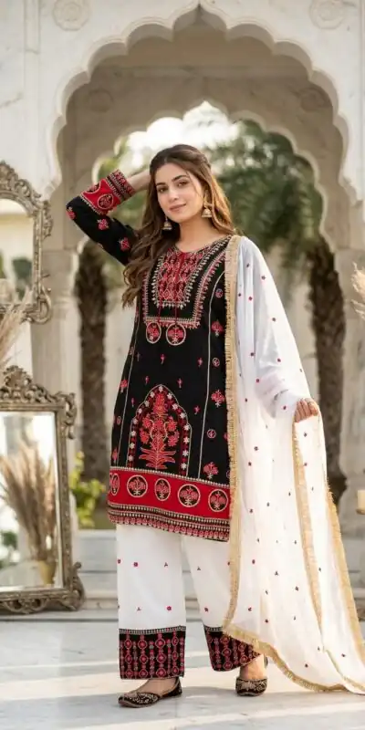 SKF 1731 Black Color Natural Crep Salwar Suit with Embroidery Work. Wedding, Party, Festive, Best Price ₹2149. Delivery 4-6 Working Days. Shop now. | Jump Suits, Straight Suits, Casual Suits, Creative suits, Designer Suits, Palazzo Suits, Party Wear Suits, Patiala Suits, Salwar suit