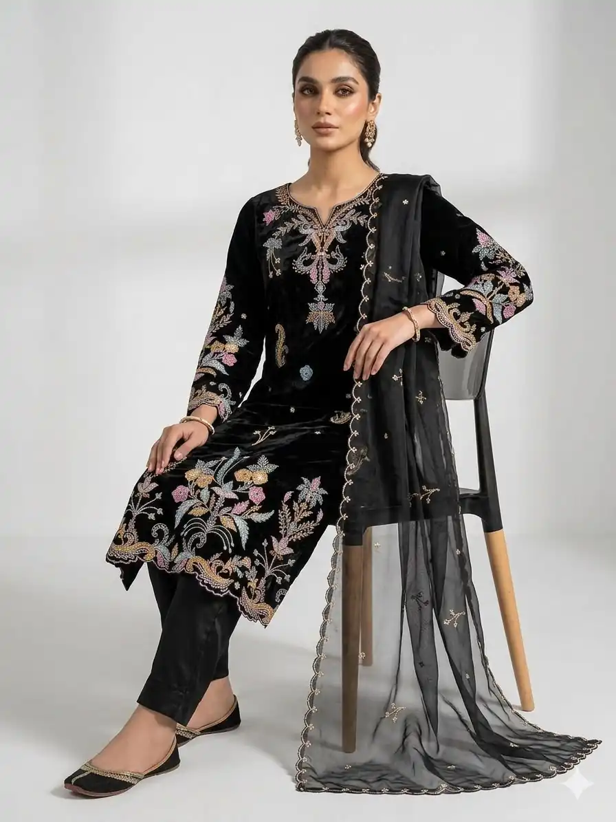 LG 2124 Black Color Roman Silk Salwar Suit with Embroidery Work. Available at ₹2149 only. Delivery 4-6 Working Days. Shop now. | Jump Suits, Straight Suits, Casual Suits, Creative suits, Designer Suits, Palazzo Suits, Party Wear Suits, Patiala Suits, Salwar suit