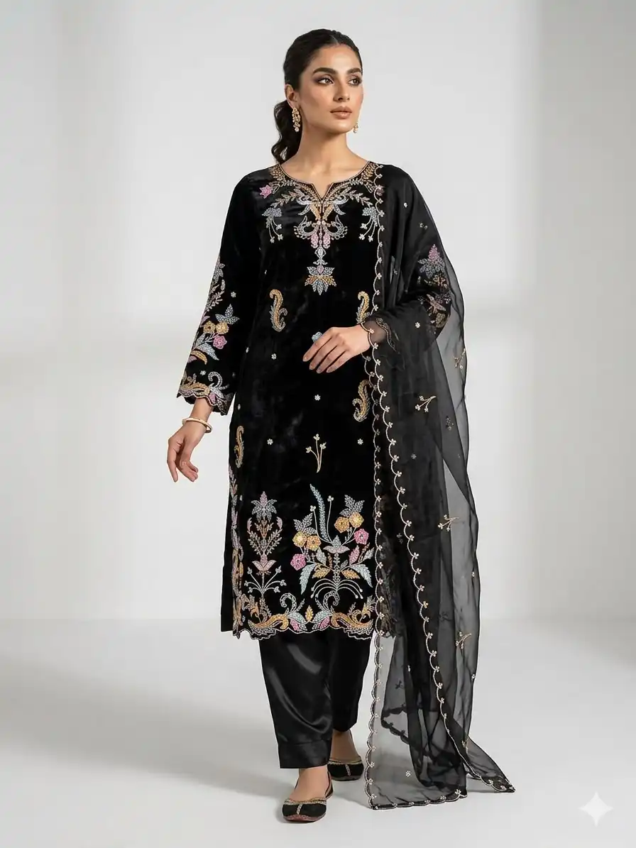 LG 2124 Black Color Roman Silk Salwar Suit with Embroidery Work. Available at ₹2149 only. Delivery 4-6 Working Days. Shop now. | Jump Suits, Straight Suits, Casual Suits, Creative suits, Designer Suits, Palazzo Suits, Party Wear Suits, Patiala Suits, Salwar suit