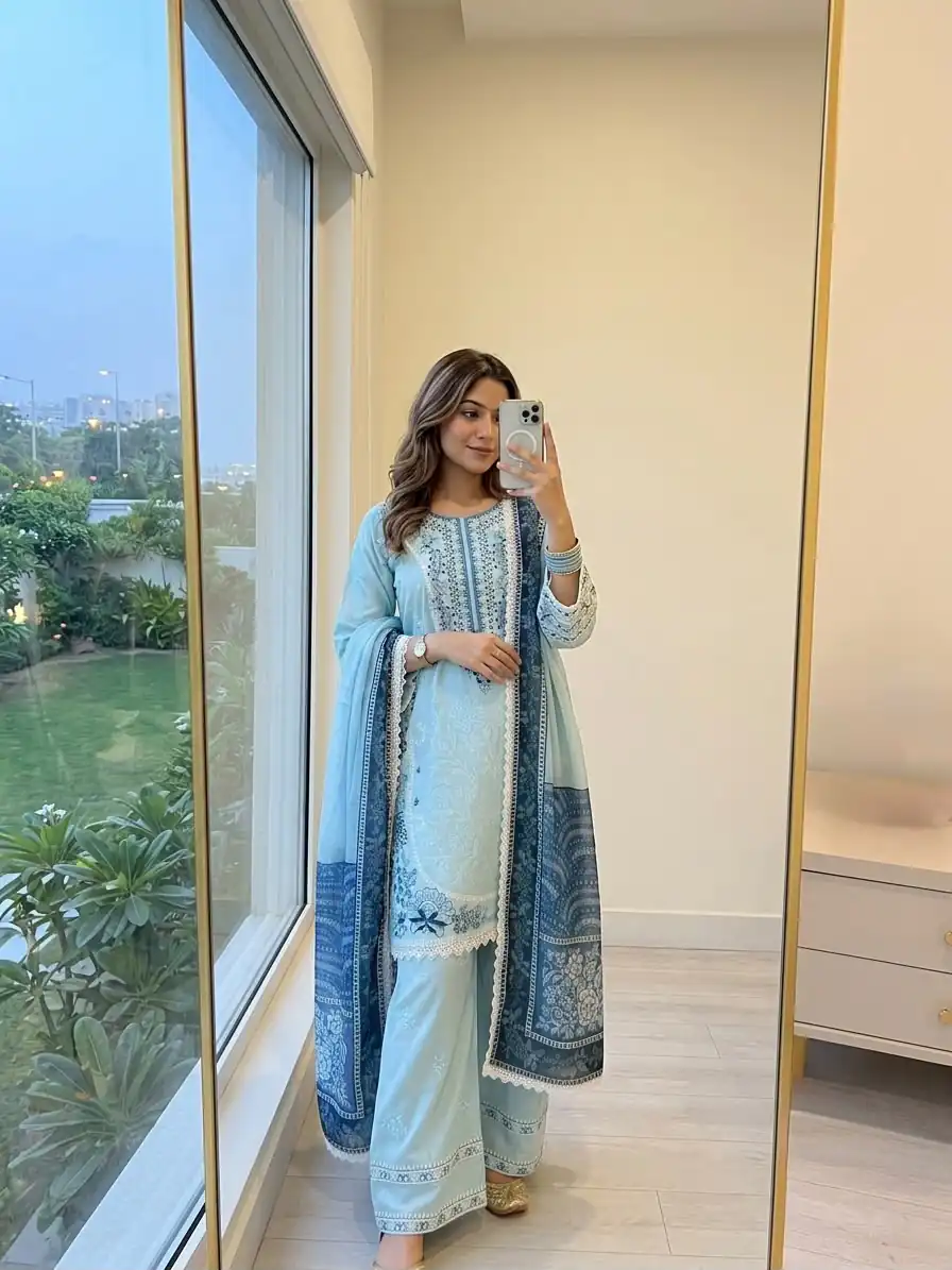 AD 233 Blue in White Satin Rayon Digital Print & Embroidery Work Salwar Suit . Festive Deal ₹2449. Delivery 4-6 Working Days. Shop now. | Jump Suits, Straight Suits, Casual Suits, Creative suits, Designer Suits, Palazzo Suits, Party Wear Suits, Patiala Suits, Salwar suit