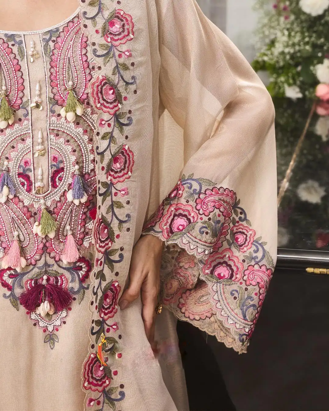 SRK 5348 Cream Color Georgette Mirror Embroidery Work Salwar Suit . Best Price ₹2399. Delivery 4-6 Working Days. Shop now. | Jump Suits, Straight Suits, Casual Suits, Creative suits, Designer Suits, Palazzo Suits, Party Wear Suits, Patiala Suits, Salwar suit