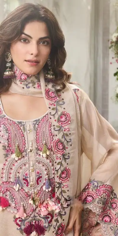 SRK 5348 Cream Color Georgette Mirror Embroidery Work Salwar Suit . Best Price ₹2399. Delivery 4-6 Working Days. Shop now. | Jump Suits, Straight Suits, Casual Suits, Creative suits, Designer Suits, Palazzo Suits, Party Wear Suits, Patiala Suits, Salwar suit