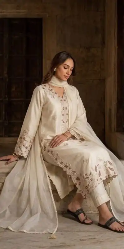 AD 237 Cream Color Roman Silk Salwar Suit with Embroidery Work. Available at ₹2149 only. Delivery 4-6 Working Days. Shop now. | Jump Suits, Straight Suits, Casual Suits, Creative suits, Designer Suits, Palazzo Suits, Party Wear Suits, Patiala Suits, Salwar suit