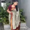 KP 6092 Grey Soft Lichi Silk Cloth Saree Perfect for Wedding, Party, Family Gatherings, Sangeet, Festive Deal ₹1449. Delivery 4-6 Working Days | Bollywood Sarees, Creative Sarees, Designer Sarees, Embroidered Sarees, Ethnic Saree, Modern Digital sarees, Party Wear Sarees, Sarees