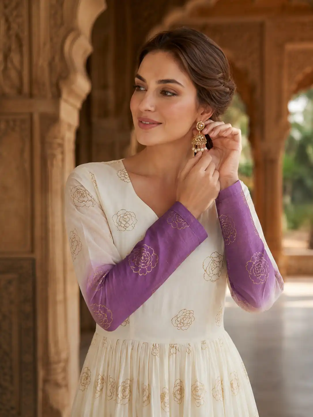 KA 1264 Lavender Silver Crunchy Gown Perfect for Wedding, Party, Durga Puja, Ganesh Chaturthi, Family Gatherings – n. Festive Deal ₹1819. Delivery 4-6 Worki | Bollywood Gowns, Creative Gowns, Designer Gowns, Embroidered Gowns, Gowns, Party Wear Gowns