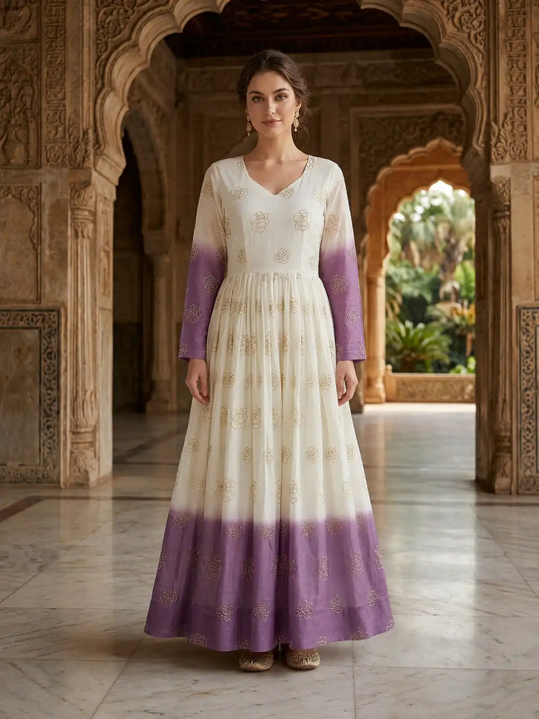 KA 1264 Lavender Silver Crunchy Gown Perfect for Wedding, Party, Durga Puja, Ganesh Chaturthi, Family Gatherings – n. Festive Deal ₹1819. Delivery 4-6 Worki | Bollywood Gowns, Creative Gowns, Designer Gowns, Embroidered Gowns, Gowns, Party Wear Gowns