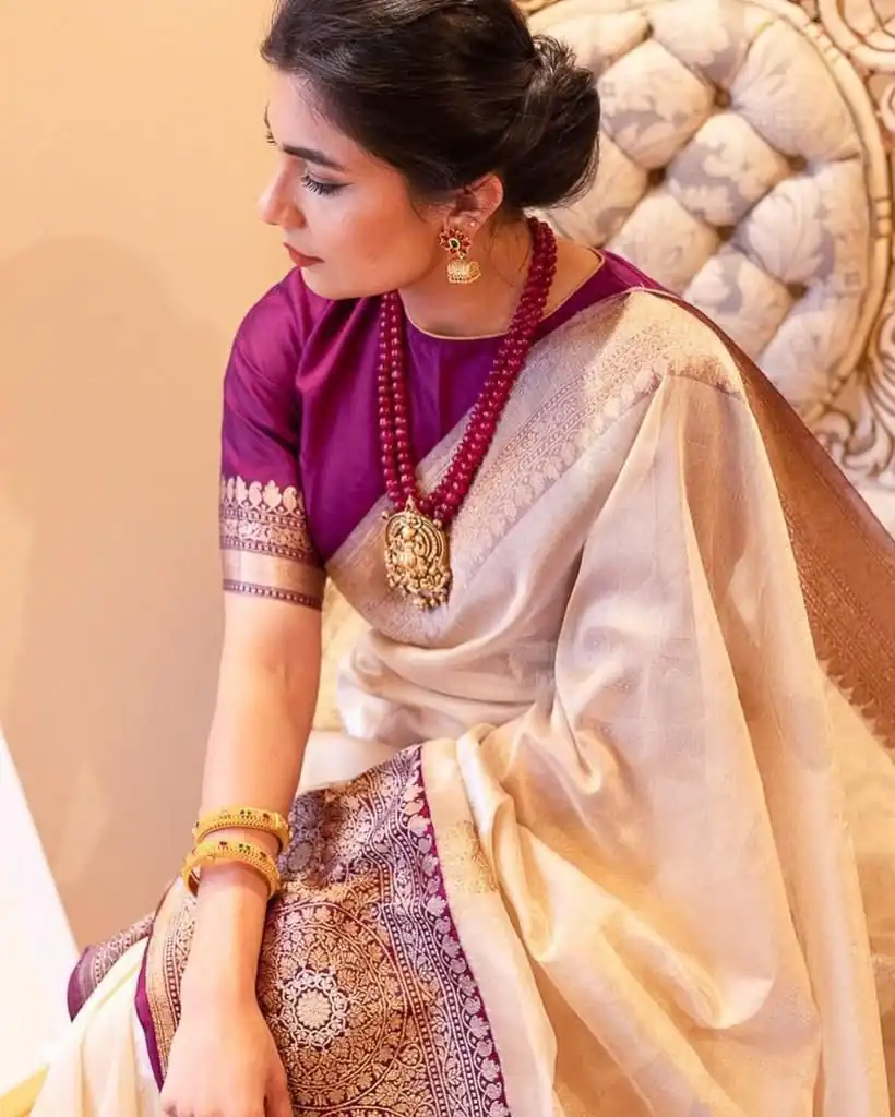 KPR 284 Off White Soft Lichi Silk Saree with Lace Work & Lace Border. Introductory Price ₹1549. Delivery 4-6 Working Days. Shop now. | Bollywood Sarees, Creative Sarees, Designer Sarees, Embroidered Sarees, Ethnic Saree, Modern Digital sarees, Party Wear Sarees, Sarees