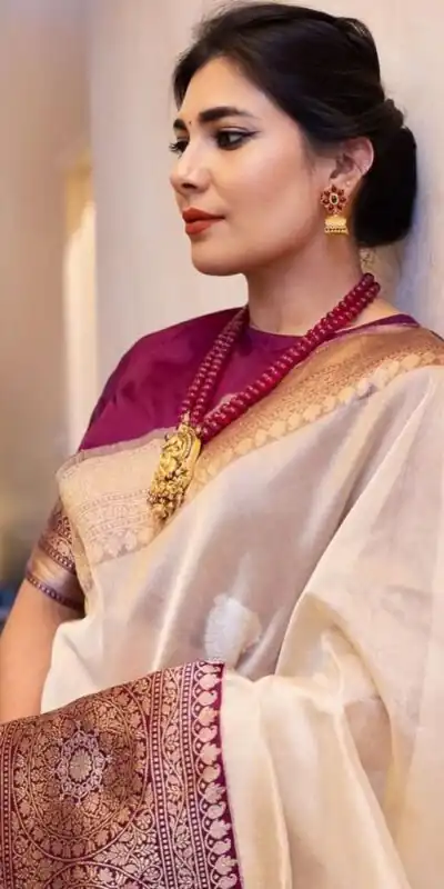 KPR 284 Off White Soft Lichi Silk Saree with Lace Work & Lace Border. Introductory Price ₹1549. Delivery 4-6 Working Days. Shop now. | Bollywood Sarees, Creative Sarees, Designer Sarees, Embroidered Sarees, Ethnic Saree, Modern Digital sarees, Party Wear Sarees, Sarees