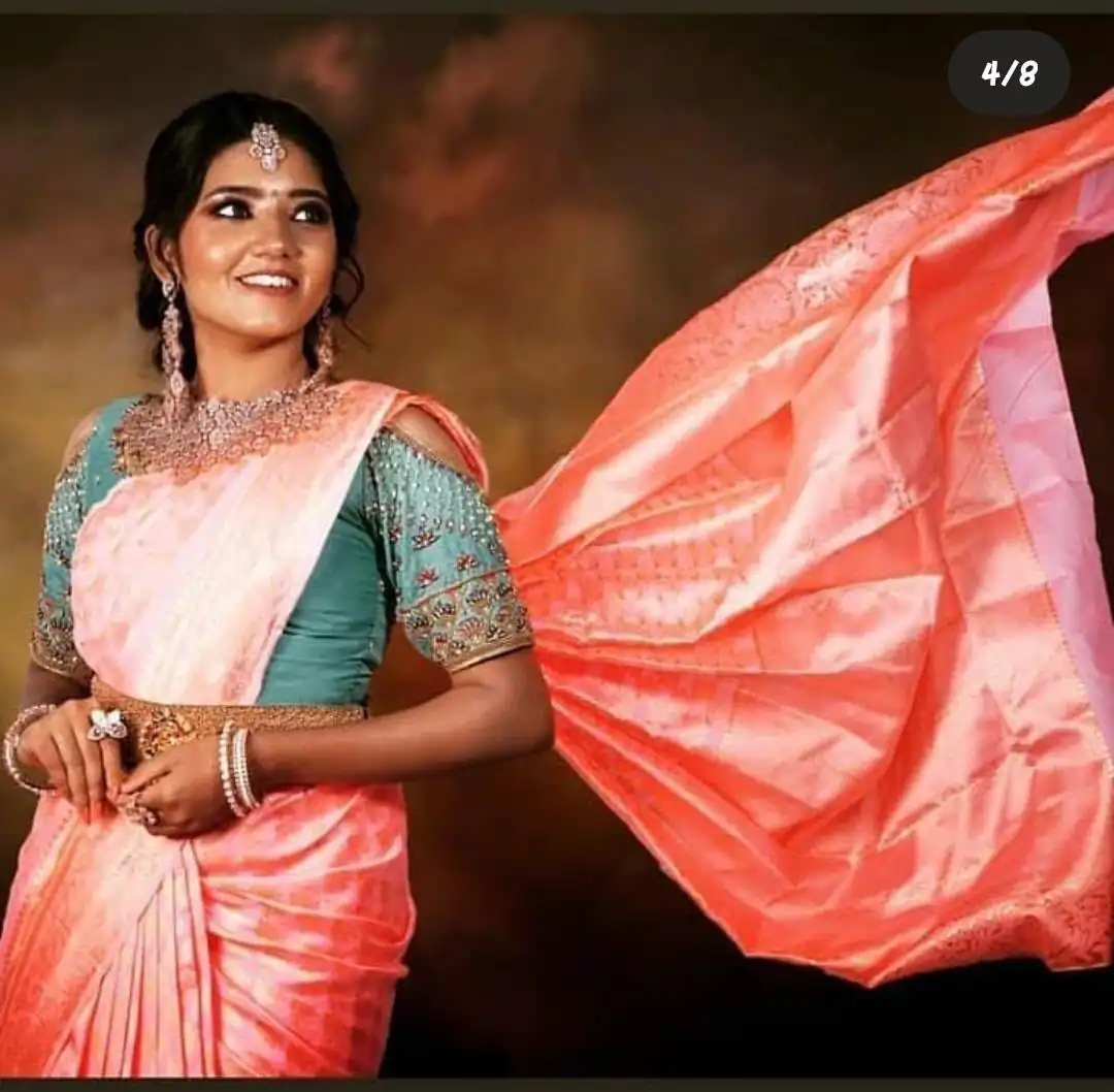 KPR 061 peach Soft Lichi Silk Saree with Lace Work & Lace Border. Introductory Price ₹1349. Delivery 4-6 Working Days. Shop now. | Bollywood Sarees, Creative Sarees, Designer Sarees, Embroidered Sarees, Ethnic Saree, Modern Digital sarees, Party Wear Sarees, Sarees
