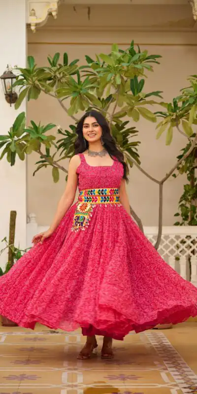Ram 110 Pink Pretty Red Faux Georgette Mirror Gamathi Work Gown . Wedding, Party, Festive Get it for ₹2049. Delivery 4-6 Working Days. Shop now. | Bollywood Gowns, Creative Gowns, Designer Gowns, Embroidered Gowns, Gowns, Party Wear Gowns