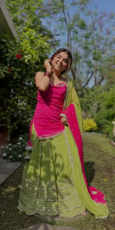 SRK 5344 | SRK 5344 Pretty Pista Fendy Silk Real Mirror Work Lehenga Choli Lehenga Choli Wedding, Party 2449/- Price ,Delivery 4-6 Working Days. Shop now | Bollywood Lehenga, Creative Lehenga, Designer Lehenga, Embroidered Lehenga, Lehenga, Party Wear Lehenga