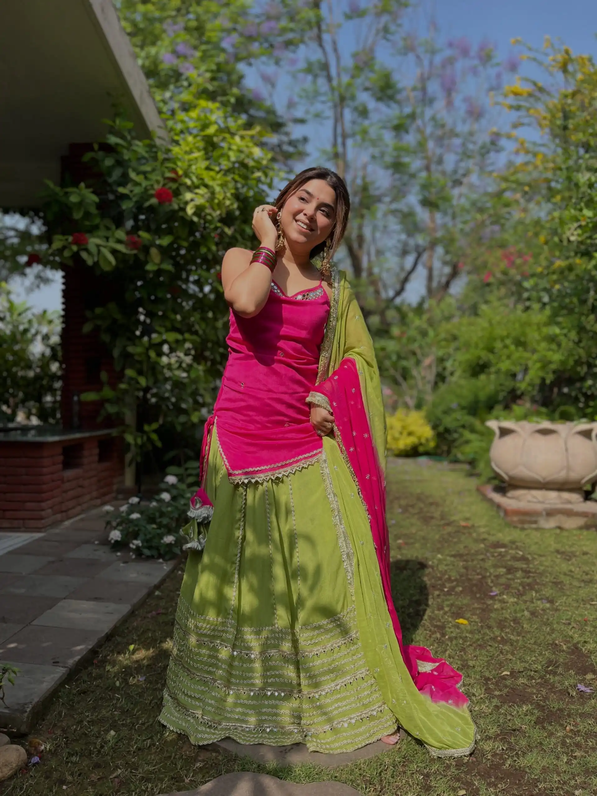 SRK 5344 | SRK 5344 Pretty Pista Fendy Silk Real Mirror Work Lehenga Choli Lehenga Choli Wedding, Party 2449/- Price ,Delivery 4-6 Working Days. Shop now | Bollywood Lehenga, Creative Lehenga, Designer Lehenga, Embroidered Lehenga, Lehenga, Party Wear Lehenga