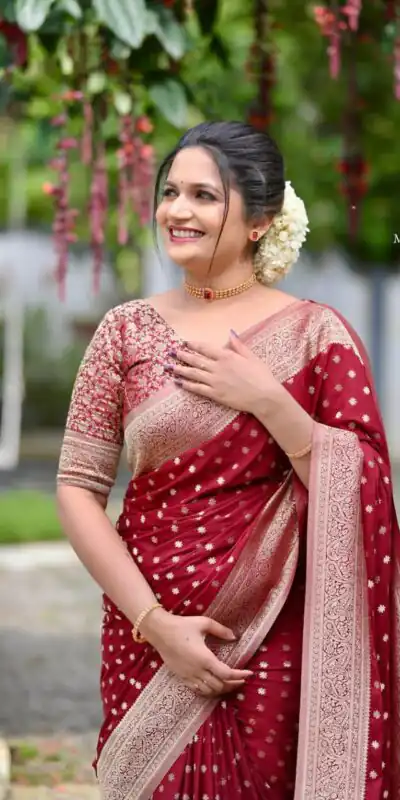 KPR 228 Red in Soft Lichi Silk Jacquard Work Designer Work Saree . Exclusive Offer ₹1349. Delivery 4-6 Working Days. Shop now. | Bollywood Sarees, Creative Sarees, Designer Sarees, Embroidered Sarees, Ethnic Saree, Modern Digital sarees, Party Wear Sarees, Sarees