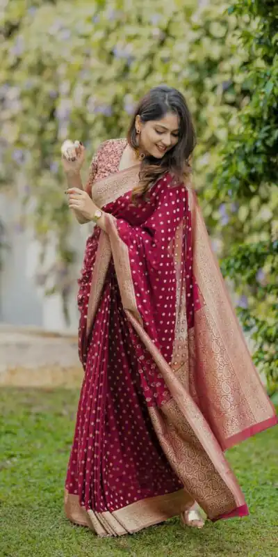 KPR 228 Red in Soft Lichi Silk Jacquard Work Designer Work Saree . Exclusive Offer ₹1349. Delivery 4-6 Working Days. Shop now. | Bollywood Sarees, Creative Sarees, Designer Sarees, Embroidered Sarees, Ethnic Saree, Modern Digital sarees, Party Wear Sarees, Sarees