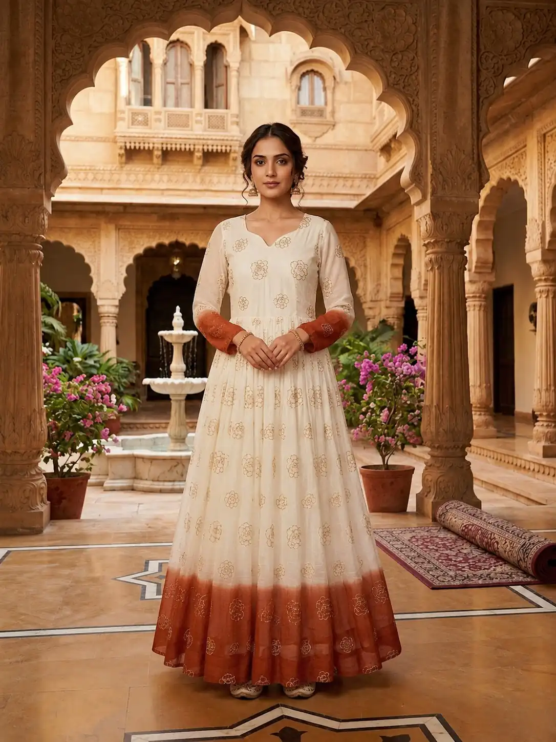 KA 1264 Rust Silver Crunchy Gown Perfect for Wedding, Party, Durga Puja, Ganesh Chaturthi, Family Gatherings – n. Festive Deal ₹1819. Delivery 4-6 Worki | Bollywood Gowns, Creative Gowns, Designer Gowns, Embroidered Gowns, Gowns, Party Wear Gowns