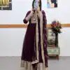 ZC 8957 Wine Perfect for Wedding, Party, Lohri, Haldi, Ethnic Day – . Available at ₹999 only. Delivery 4-6 Working Days. Shop now. | Bollywood Gowns, Creative Gowns, Designer Gowns, Embroidered Gowns, Gowns, Party Wear Gowns